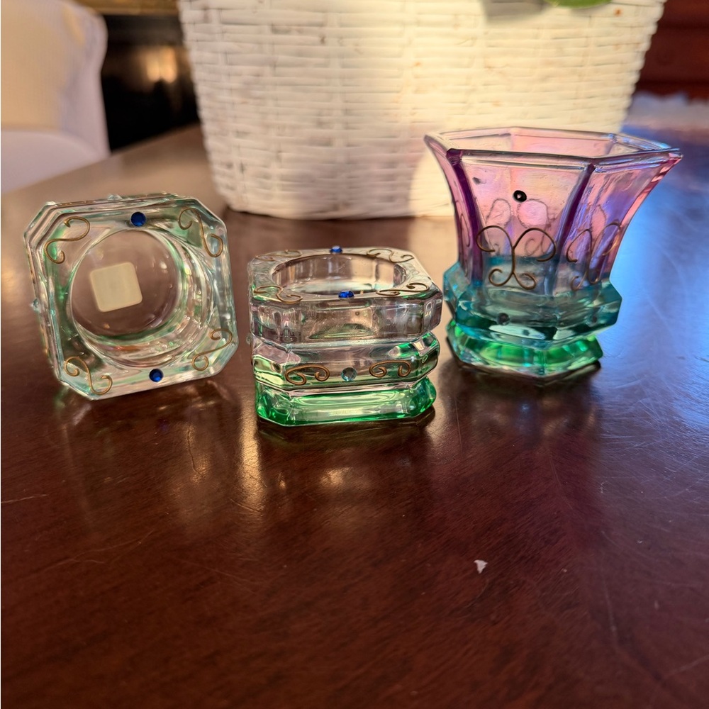 PartyLite Multicolor Glass Candle Holders